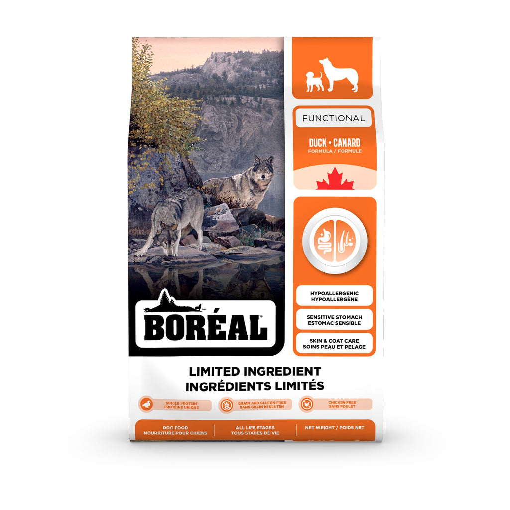 BORÉAL FUNCTIONAL - Ingrédients limités canard pour chien. Bêtes Gourmandes, boutique spécialisée alimentation, éducation et sports pour chiens à Québec.