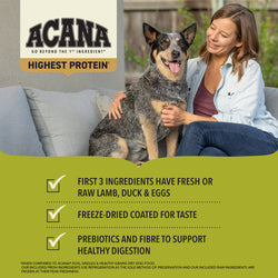 ACANA - Haute en protéine, Grasslands 11.4 kg. Bêtes Gourmandes, boutique spécialisée alimentation, éducation et sports pour chiens à Québec.