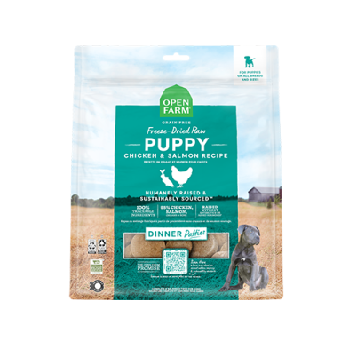 OPENFARM - Galettes lyophilisées pour chiot poulet & saumom 10.5oz. Bêtes Gourmandes, boutique spécialisée alimentation, éducation et sports pour chiens à Québec.