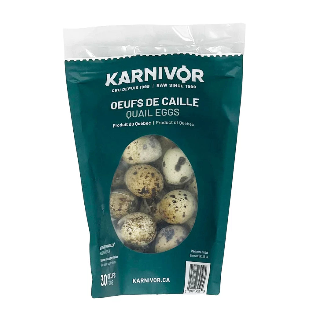 KARNIVOR - Oeuf de caille. Bêtes Gourmandes, boutique spécialisée alimentation, éducation et sports pour chiens à Québec.