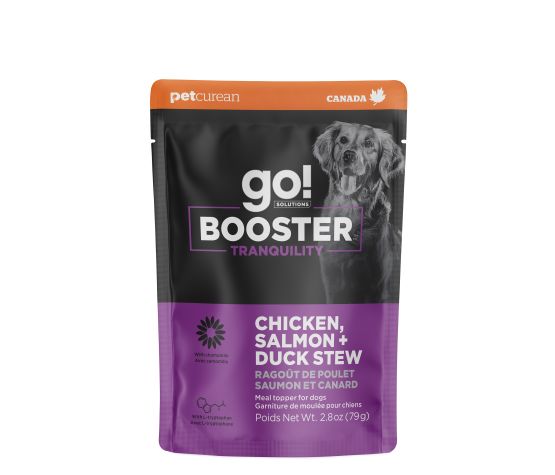 GO! BOOSTER - Tranquillité ragoût de poulet, saumon & canard. Bêtes Gourmandes spécialiste en nutrition et produits pour chien et chat à Québec.