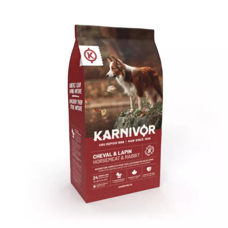 Karnivor au cheval et lapin pour chien, format de 12lbs. Boutique Bêtes Gourmandes, Ville de Québec.